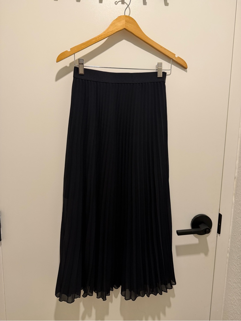 Dark Navy Pleated Midi Skirt
